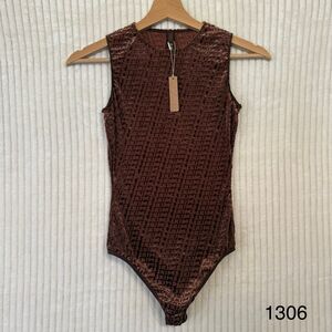 SKIMS Velvet Logo Bodysuit Color Chestnut Brown Womens Size XS NWT